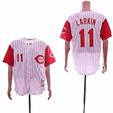 Reds 11 Barry Larkin White Throwback Jersey Sguo,baseball caps,new era cap wholesale,wholesale hats